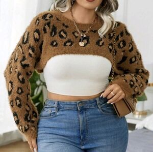 Leopard Print Cropped Sweater